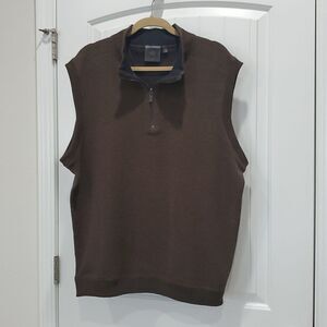 F/X Fusion Men's Chocolate Sweater Vest 1/4 Zippered Pull Over Size XXL